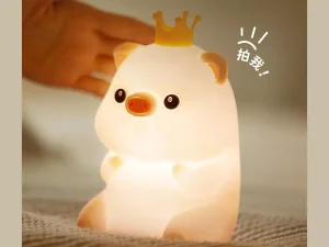 چراغ خواب شارژی فانتزی رومیزی cute crown pig pat light silicone lamp night