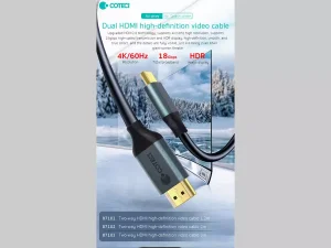 کابل دو سر اچ دی ام آی 1.2 متری کوتتسی COTECi Two-way HDMl 2.0 4K 60Hz high-definition video cable 87101