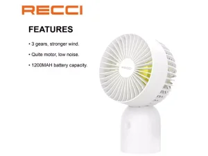 پنکه کوچک رومیزی شارژی رسی Recci Desktop Fan Angel RLS-F01