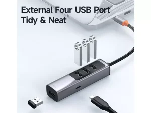 هاب تایپ‌ سی با 5 پورت مک‌ دودو MCDODO USB-C USB3.0x4+PD100W HU-112