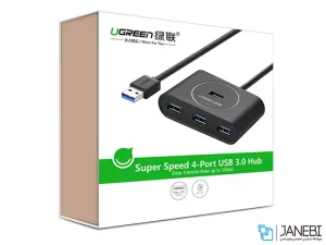 پاورهاب یو اس بی 4 پورت یک متر یوگرین Ugreen CR113 20291 USB 3.0 HUB 4 port