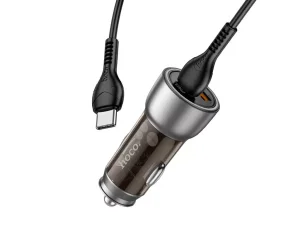 شارژر فندکی خودرو تایپ سی و یو اس بی 43 وات هوکو hoco NZ8 Sprinter car charger