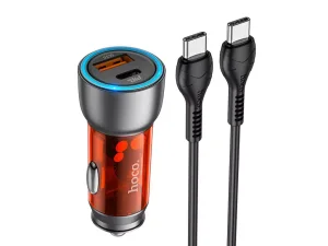 شارژر فندکی خودرو تایپ سی و یو اس بی 43 وات هوکو hoco NZ8 Sprinter car charger