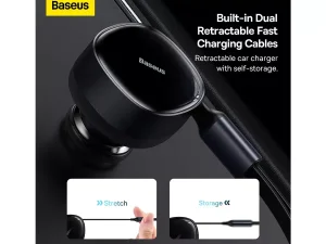 شارژر فندکی فست شارژ لایتنینگ و تایپ سی بیسوس Baseus 2 in 1 Car Charger CGTX000001