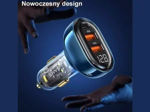 شارژر فندکی فست شارژ تایپ سی و یو اس بی 80 وات یوسامز USAMS US-CC159 Transparent Fast Car Charger Kit