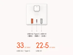 چند راهی مکعبی سه سوکت و دوه پورت یو اس بی و یک پورت تایپ سی شیائومی Xiaomi Rubik Cube Adapter Pro 33W Wired Fast Charge Version (2A1C) MJCXB3-04QM