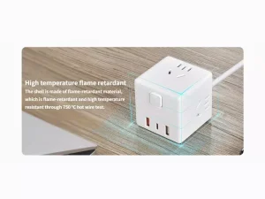 چند راهی مکعبی سه سوکت و دوه پورت یو اس بی و یک پورت تایپ سی شیائومی Xiaomi Rubik Cube Adapter Pro 33W Wired Fast Charge Version (2A1C) MJCXB3-04QM