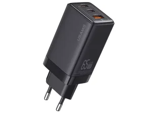 شارژر دیواری فست یو اس بی و تایپ سی 65 وات یوسامز USAMS US-CC180 ACC Three Ports GaN Charger EU Plug