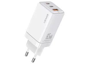 شارژر دیواری فست یو اس بی و تایپ سی 65 وات یوسامز USAMS US-CC180 ACC Three Ports GaN Charger EU Plug