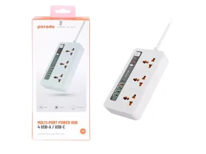 چند راهی برق سه سوکت، 4 یو اس بی، 1 تایپ سی دو متری پورودو Porodo FWCH013 Multi-Port Power HUB 4 USB-A/USB-C Kit 2M