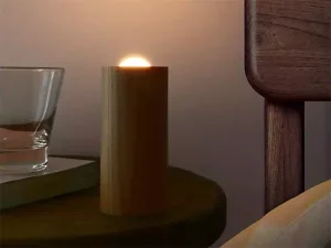 چراغ خواب شارژی طرح شمع چوبی Wood LED Candlelight Simulation Wax Candle Night Light