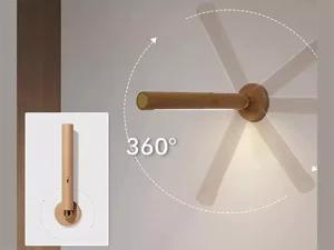 چراغ ال ای دی چوبی شارژی چندکاره 360 Degree Rotatable Wooden LED Wall Lamp