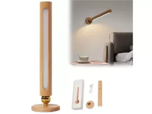 چراغ ال ای دی چوبی شارژی چندکاره 360 Degree Rotatable Wooden LED Wall Lamp