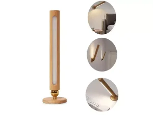 چراغ ال ای دی چوبی شارژی چندکاره 360 Degree Rotatable Wooden LED Wall Lamp