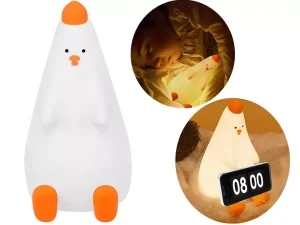 چراغ خواب رومیزی فانتزی شارژی کودکانه Cute chicken pat silicone color-changing night light USB rechargeable LED