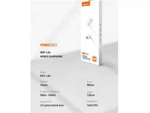 هندزفری سیمی با جک 3.5 میلی‌متری رسی RECCI In-ear Wired Earphone REP-L06