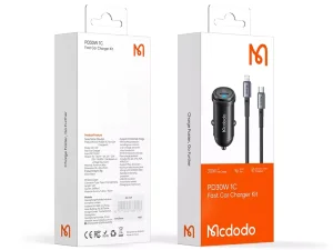 شارژر فندکی تایپ سی 30 وات همراه با کابل لایتنینگ مک دودو Mcdodo CC-7492 PD30W USB-C Fast Car Charger