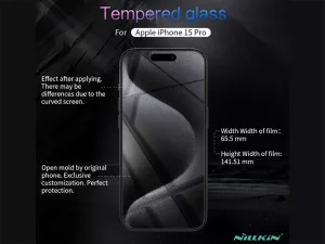 گلس آیفون 15 پرو نیلکین Nillkin Apple iphone 15 Pro H+Pro tempered glass