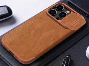 کیف کلاسوری آیفون 15 پرو نیلکین Nillkin Apple iPhone 15 Pro Qin Pro leather case