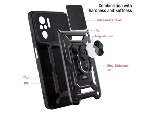 قاب محافظ لنز و حلقه دار شیائومی Xiaomi Redmi Note 10 4G Slide Camera &amp; Ring Holder Stand Case