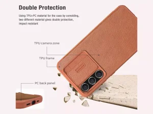 کیف محافظ سامسونگ اس 23 اف ای نیلکین Nillkin Samsung Galaxy S23 FE Qin Pro leather case