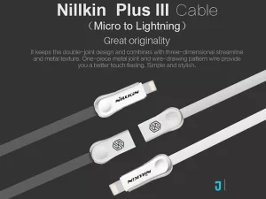 کابل دو سر میکرو یو اس بی و لایتنینگ نیلکین Nillkin Plus Ⅲ Cable Micro And Lightning