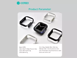 قاب محافظ اپل واچ سری 7 و 8 سایز 45 میلی متر کوتتسی Coteetci iWatch 7/8 protection case 25008-BK