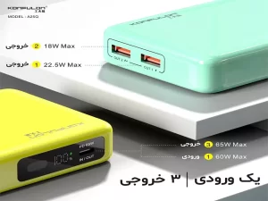 پاوربانک فست شارژ 65 وات 20000 تایپ سی کانفلون A25Q