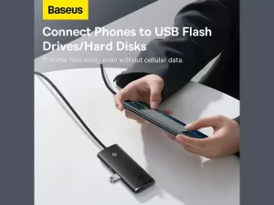 هاب یو اس بی چهار پورت با کابل یک متری بیسوس Baseus WKQX030101 Lite Series 4-Port USB-A HUB Adapter