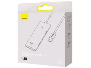 هاب یو اس بی چهار پورت با کابل یک متری بیسوس Baseus WKQX030101 Lite Series 4-Port USB-A HUB Adapter