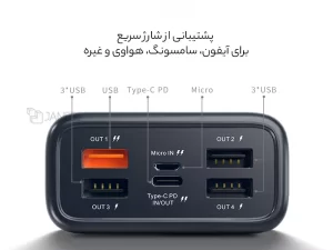 پاوربانک شارژ سریع تایپ سی و یو اس بی کانفلون Konfulon A26Q PowerBank 30000mAh 22.5W