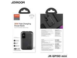 مینی پاور بانک شارژ سریع 10000 جویروم Joyroom JR-QP190 20W power bank