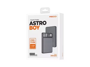 پاوربانک و شارژر بی سیم تایپ سی و یو اس بی 10000 رسی RECCI RPB-W18 10000mAh power bank magnetic charging astro boy