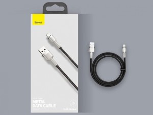 کابل داده و شارژ سریع یو‌اس‌بی به لایتنینگ 25 سانتی‌متری بیسوس Baseus Cafule Series Metal Data Cable USB to IP 2.4A CALJK-01