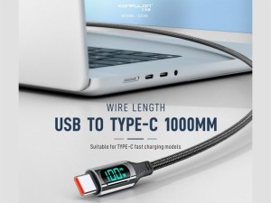 کابل شارژر سریع یو اس بی به تایپ سی کانفلون به طول 1 متر Konfulon Fast Charger Cable TYPE-C USB DC45 100W