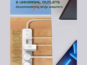 چند راهی برق پنج سوکت، دو یو اس بی و یک تایپ سی الدنیو LDNIO SC5319 5 Port + 3 USB Power Socket Plug Extension Wall Charger