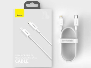 کابل فست شارژ پاوربانکی لایتنینگ به تایپ‌سی 25 سانتی‌متری بیسوس Baseus Superior Cable USB Type-C Lightning Power Delivery 20W CATLYS-02