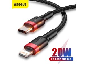 کابل شارژ سریع تایپ سی به لایتنینگ 18 وات یک متری بیسوس Baseus CATLKLF Cafule Type-C to Lightning Cable