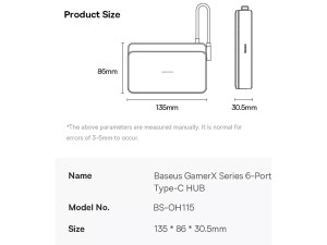 هاب تایپ سی 6 پورت بیسوس BS-OH115