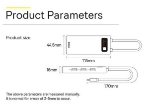 هاب تایپ سی 4 پورت Baseus Metal Gleam Series 4 in 1 HUB Docking Station Type-C WKWG070013