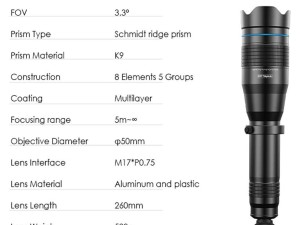 لنز تله زوم تلسکوپی 60 برابری دوربین گوشی موبایل اپکسل APL-JS60X