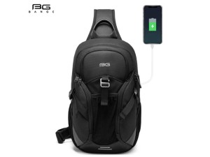 کوله کراس بادی تک بند ضد آب یو اس بی دار بنج Bange BG-77120 Men Waterproof Crossbody Chest Bag with USB