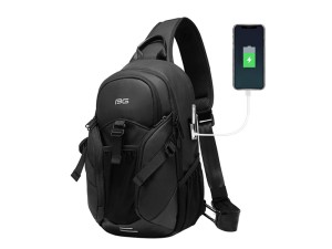 کوله کراس بادی تک بند ضد آب یو اس بی دار بنج Bange BG-77120 Men Waterproof Crossbody Chest Bag with USB