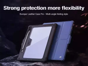 کاور کتابی بامپردار سامسونگ تب اس 9 نیلکین Bumper Leather cover