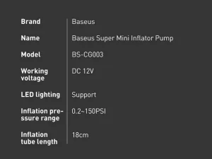 پمپ باد و چراغ‌قوه بیسوس Baseus Super Mini Inflator Pump CRCQ00000