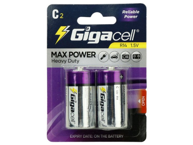 باتری C گیگاسل مدل Max Power R14 بسته دو عددی