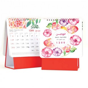 تقویم رومیزی مثلثی طرح گل پایه قرمز کد710