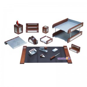 ست رومیزی 14 تکه قهوه ای نقره ای