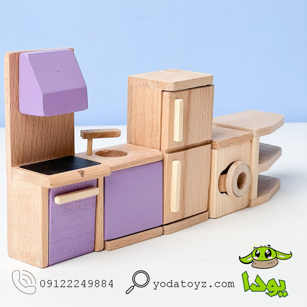 اسباب بازی وسایل خانه عروسکی مینیاتوری مدل آشپزخانه رنگ بنفش