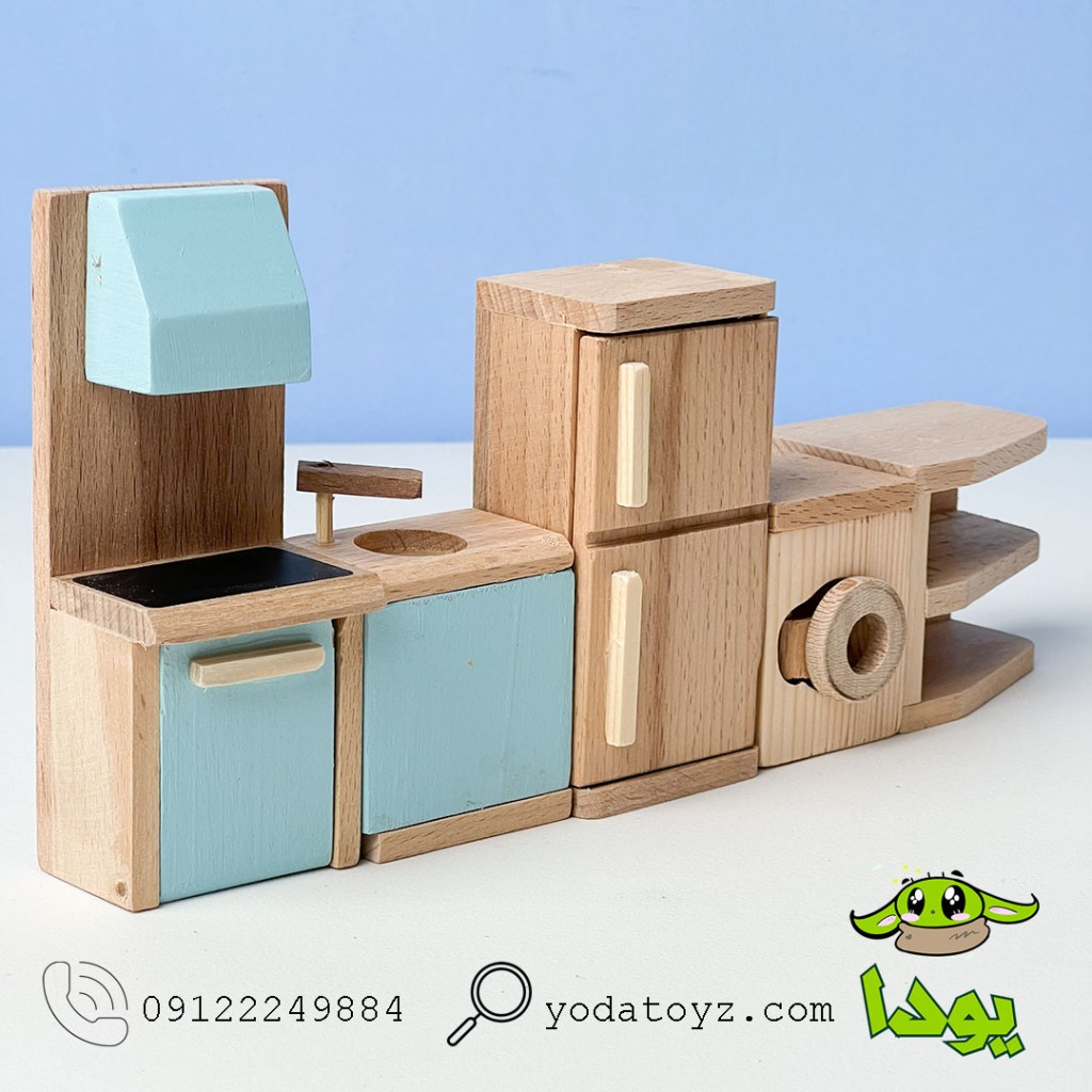 اسباب بازی وسایل خانه عروسکی مینیاتوری مدل آشپزخانه رنگ آبی